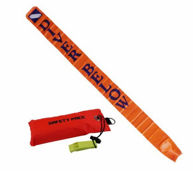 Scuba Choice Diver Below 6ft Surface Marker with Pouch & Whistle